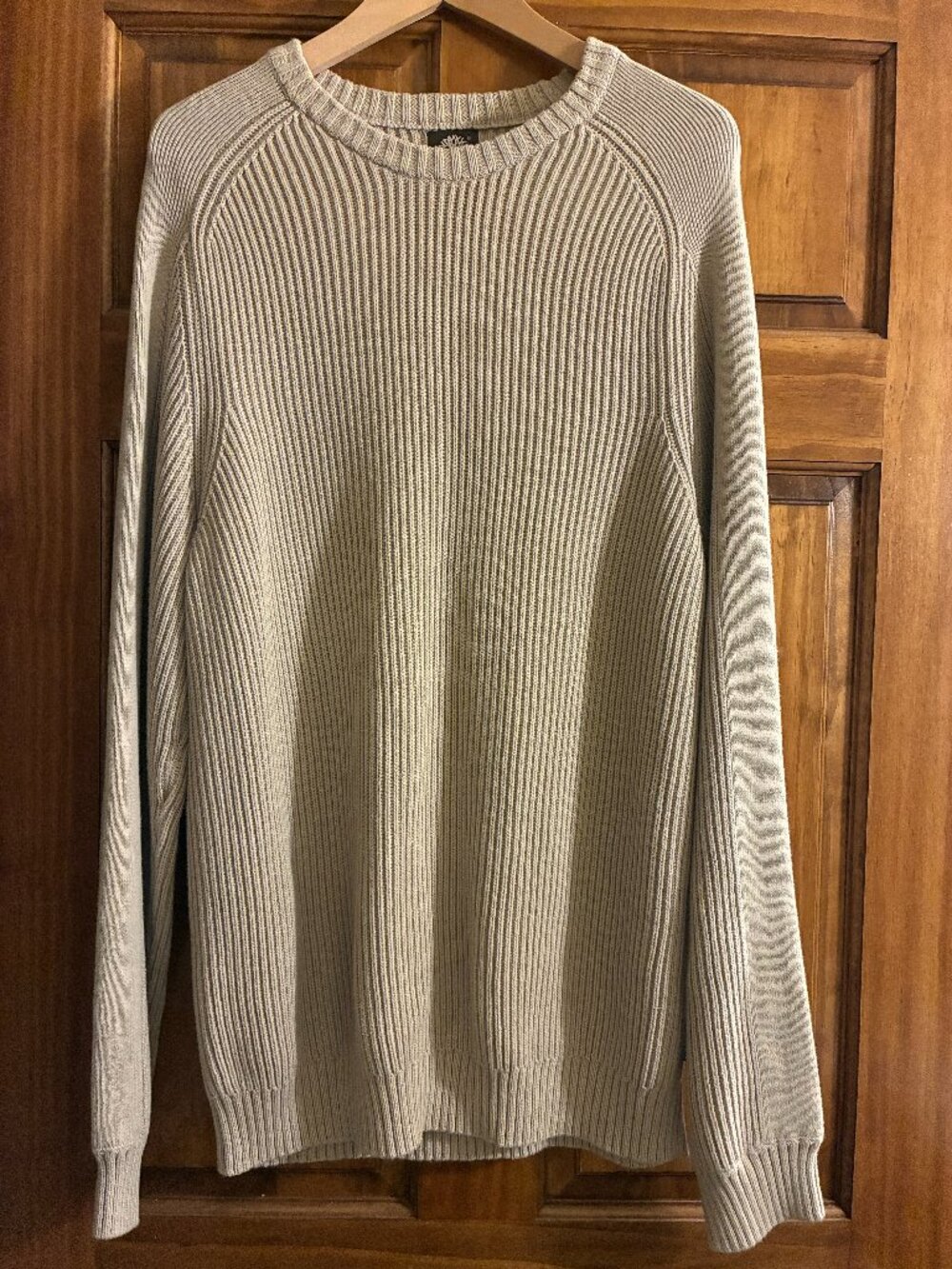 Timberland Men’s Size XL Beige/Taupe Rib Knit Crewneck Sweater Cotton